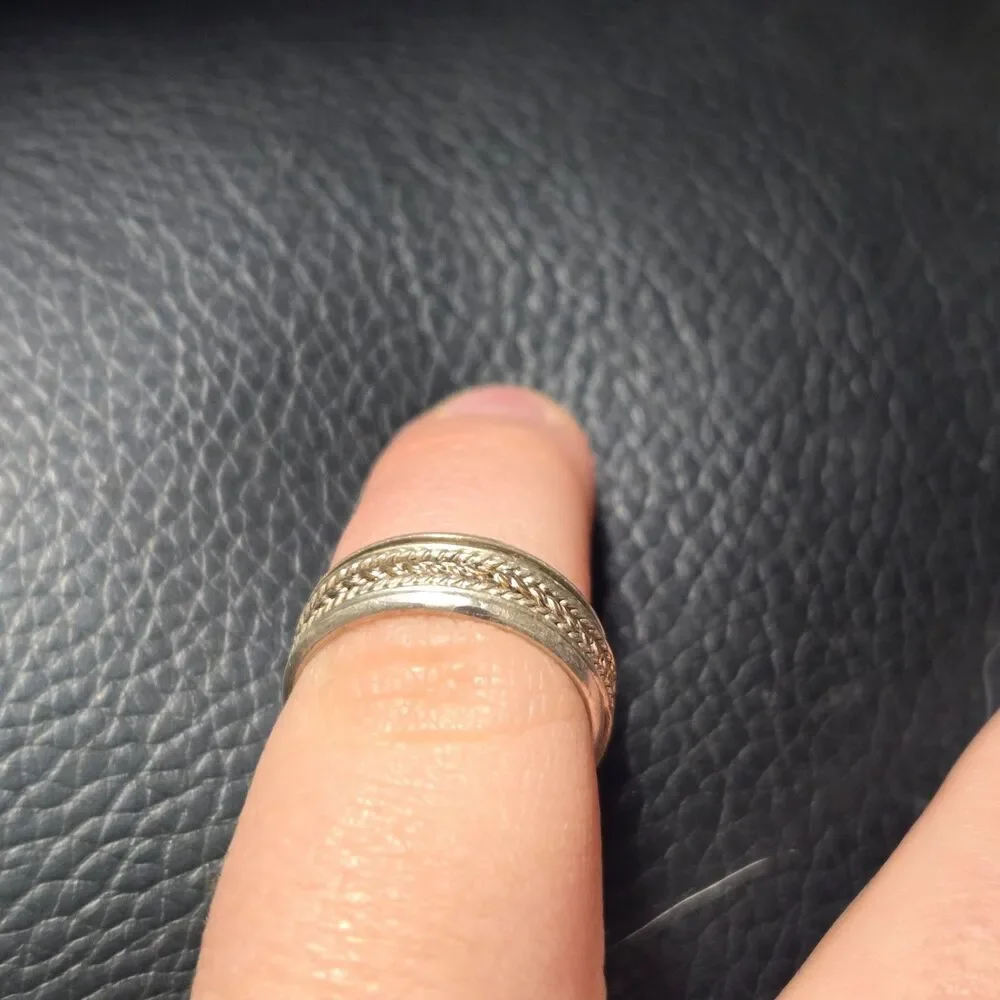 Fidget Thick Band vintage sterling silver ring sz 5